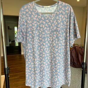 Marine Layer Blue and Pink Bird Print Tee